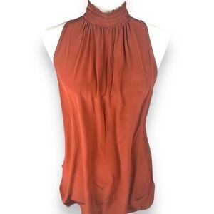 100% Silk Antonia Melani Size Small Womens‎ Halter Top Flowy Smocked Romantic